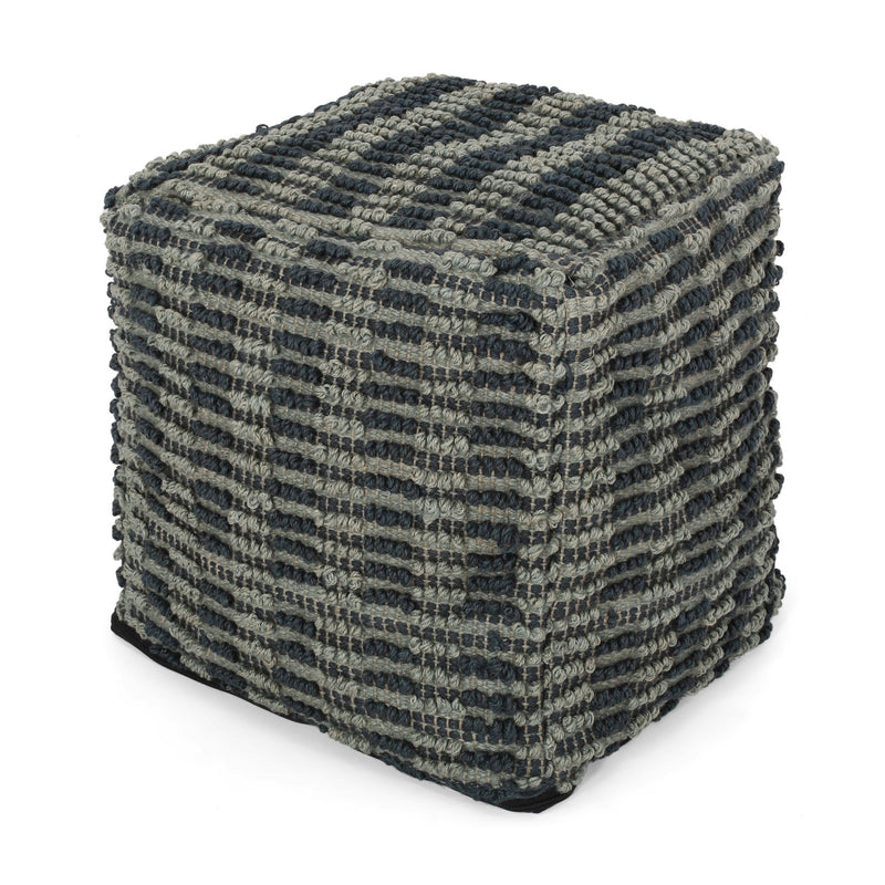 Walle - Fabric Square Pouf Ottoman And Floor Cushion Teal - Blue