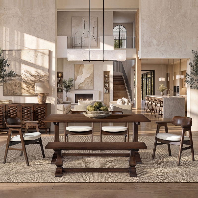 Hayes - Curved Dining Arm Chair - Light Beige