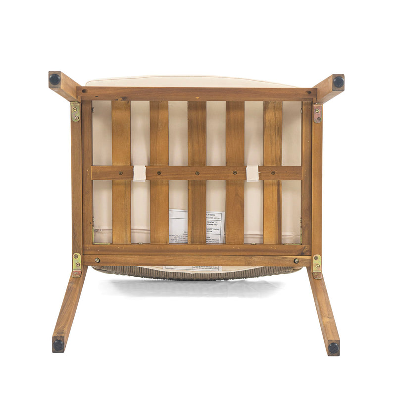 Outdoor Acacia Wood Dining Armchair With Cushion (Set of 2)