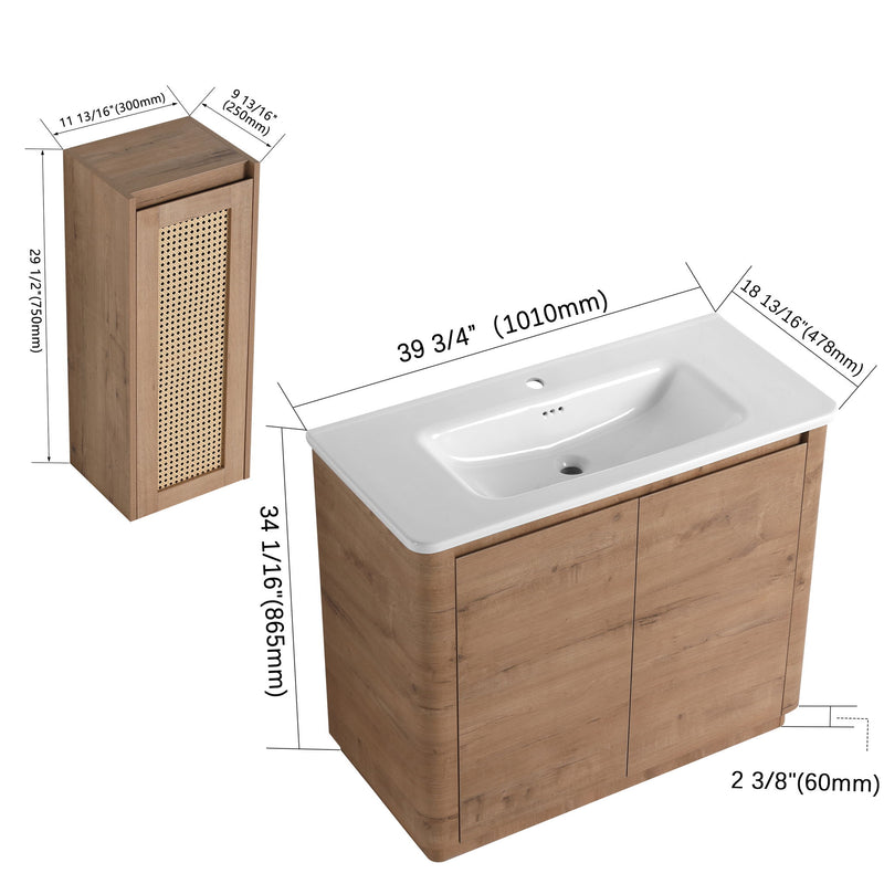 Freestanding Bathroom Vanity With Sink And 2 Soft Close Doors