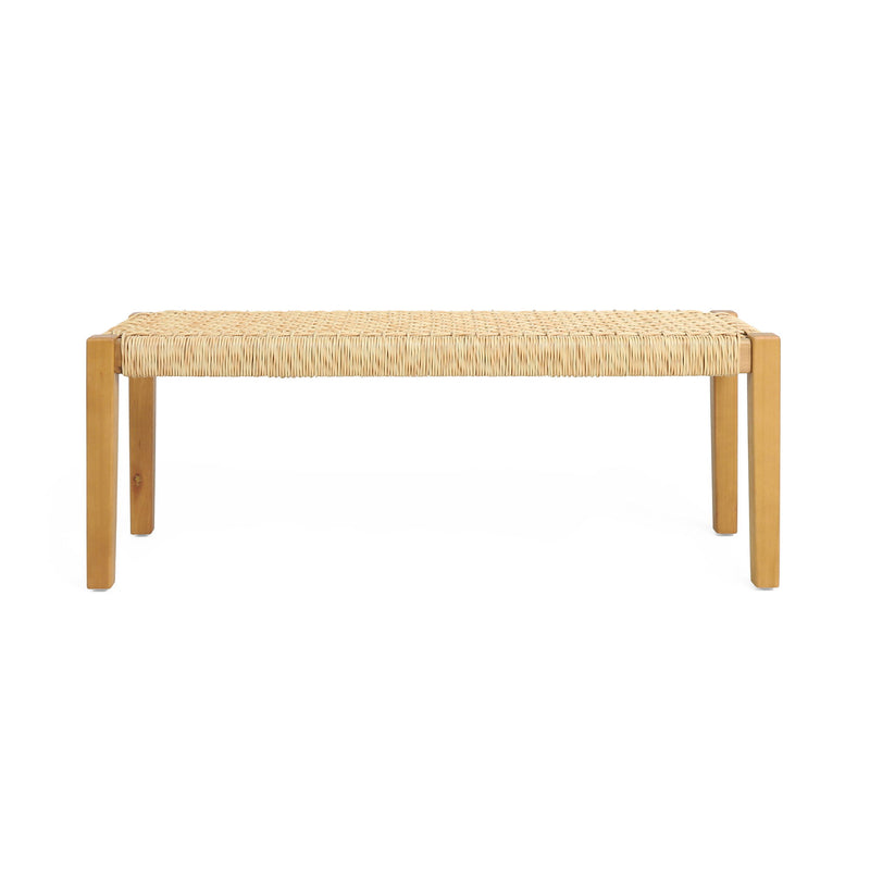 Angie - Bench Outdoor Seating Acacia Wood Faux Rattan - Teak