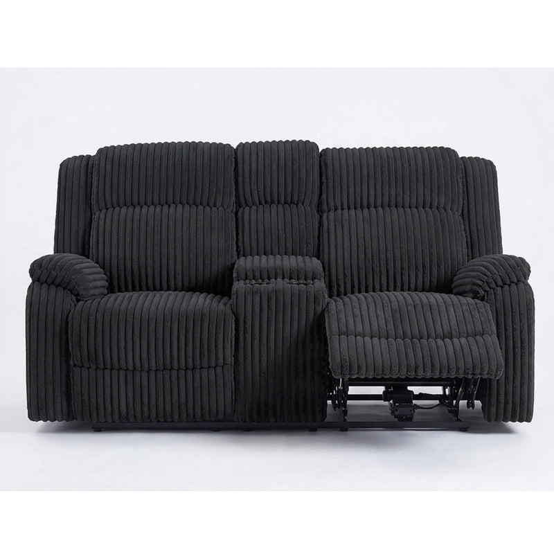 Motion Loveseat Recliner With Console Soft Seat Upholstered For Living Room - Black