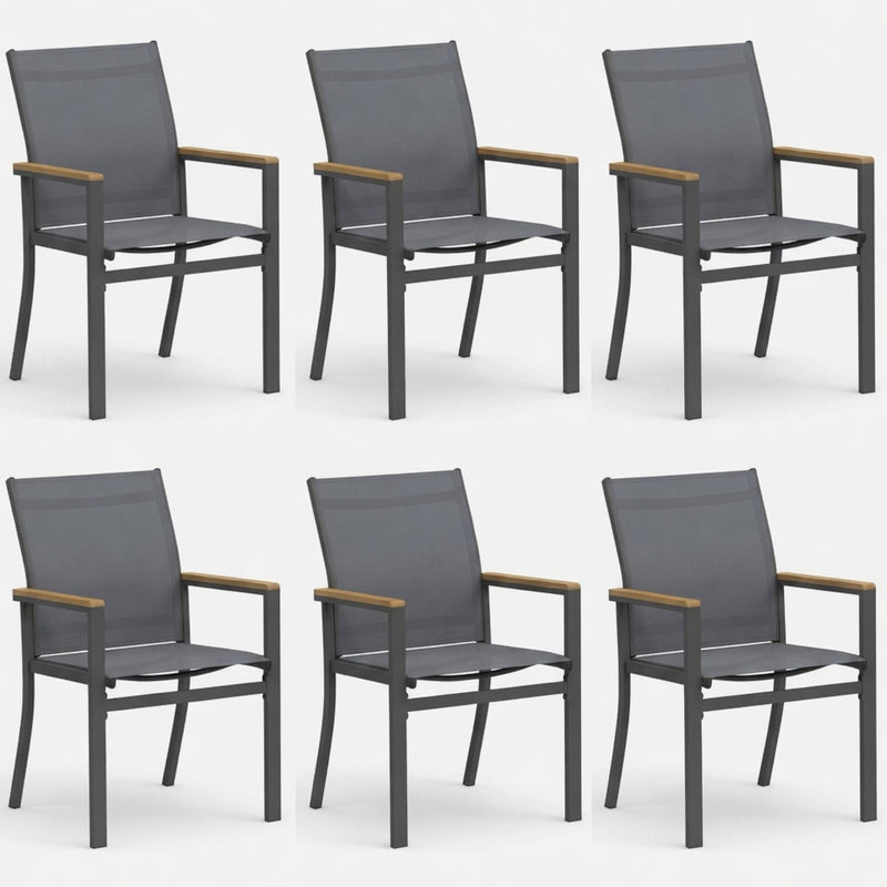 Outdoor Patio Chairs, Ergonomic (Set of 6) - Gray