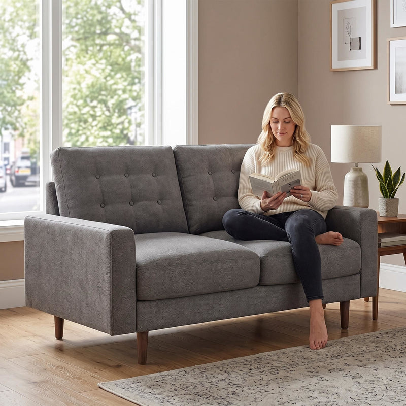 Loveseat Sofa, Tufted Back Upholstered 2 Seat Couch