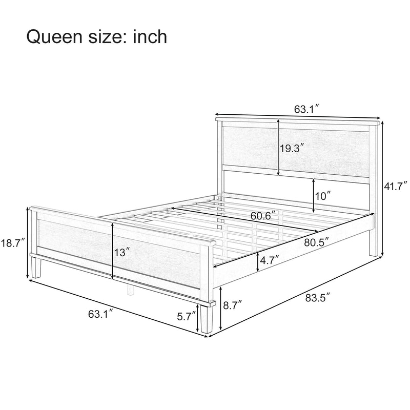 Mid-Century Platform Bed With Headboard And Slat Support, No Box Spring Needed
