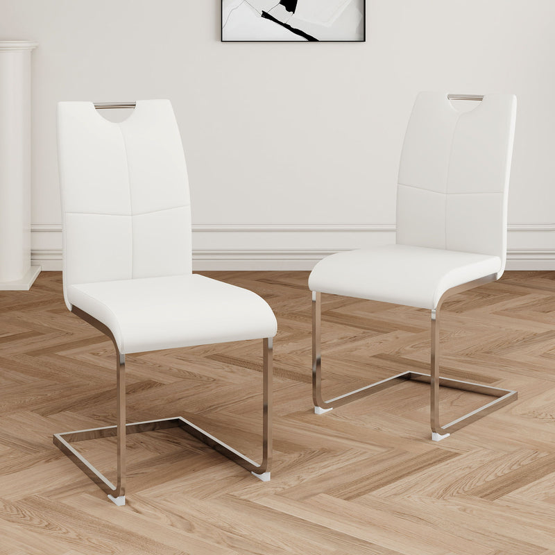 Modern Dining Chairs With Padded Seat And Metal Legs