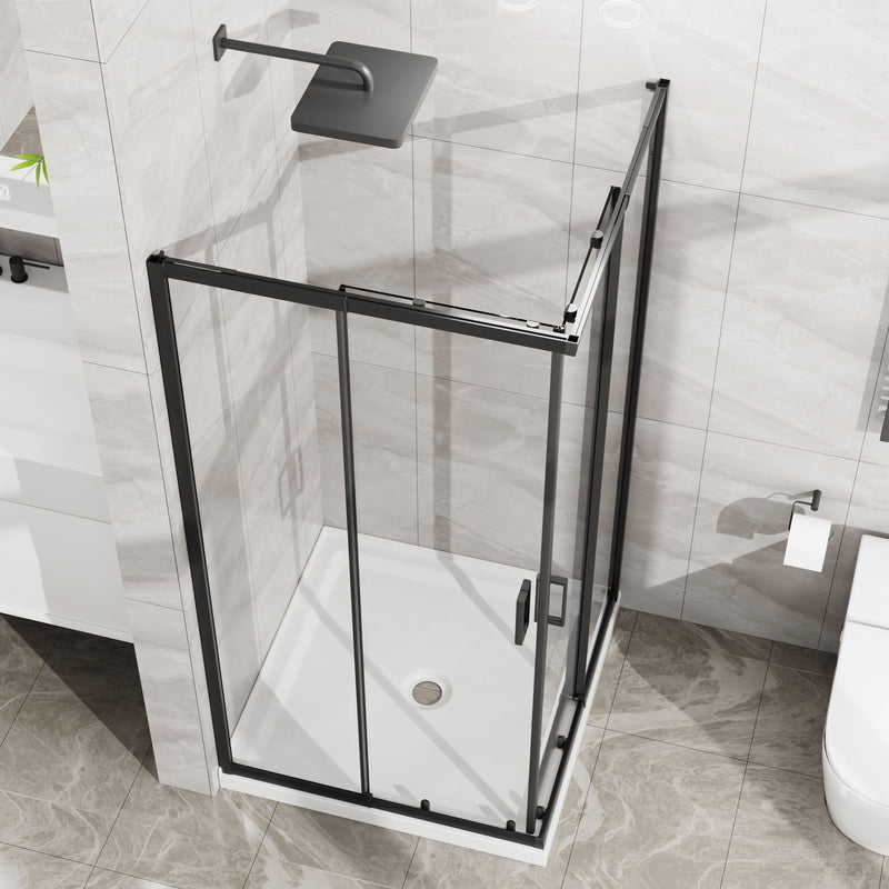 Corner Sliding Shower Door Combo With Base (No Drain Kit)