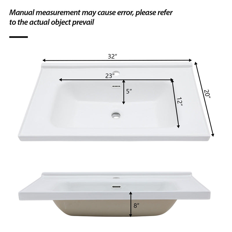 Modern Rectangular Vanity Top With Overflow For Bathroom