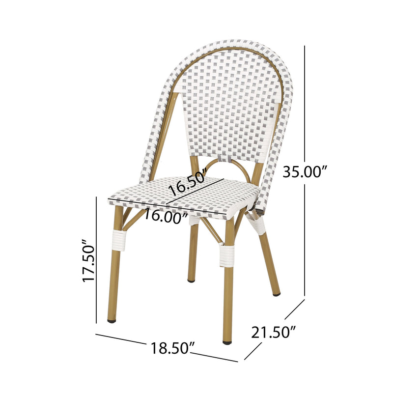 Outdoor Rattan And Aluminum French Bistro Chairs Set