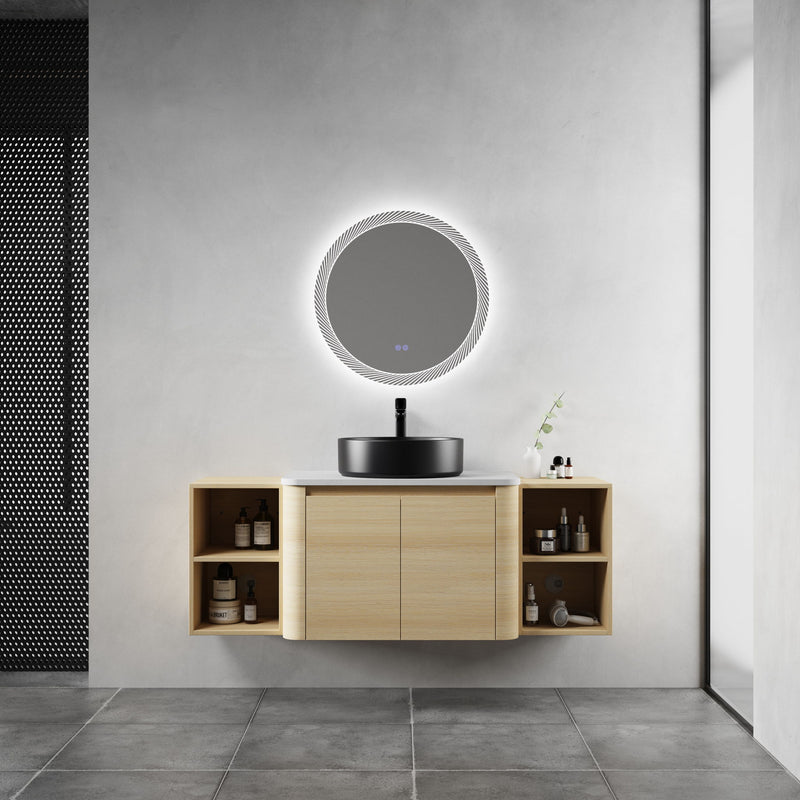 Mounted Bathroom Vanity With Art Sink, 2 Storage Shelves, Soft Close Door