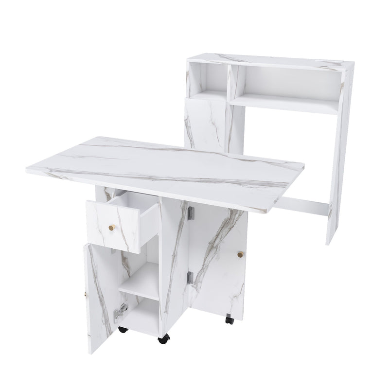 Multifunctional Folding Dining Table With Wall-Mounted Sideboard & Storage