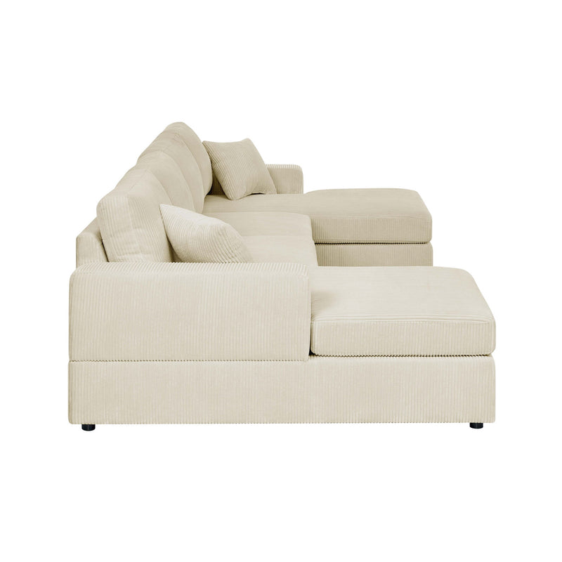 3 Piece Corduroy Double Chaise Sectional Sofa