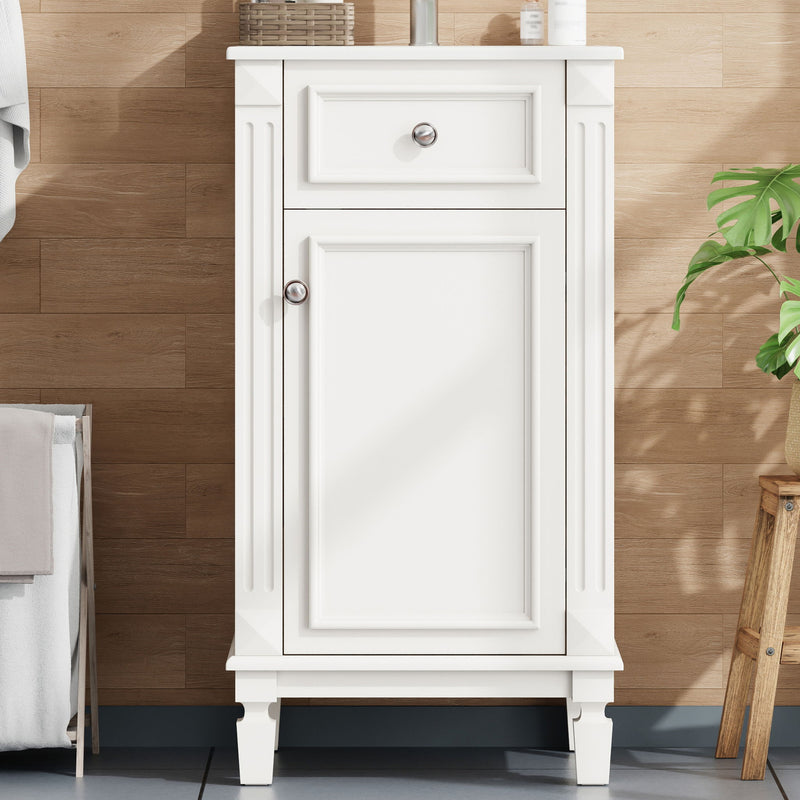 Bathroom Vanity With Sink, Cabinet, Soft-Closing Door, Adjustable Shelf - White