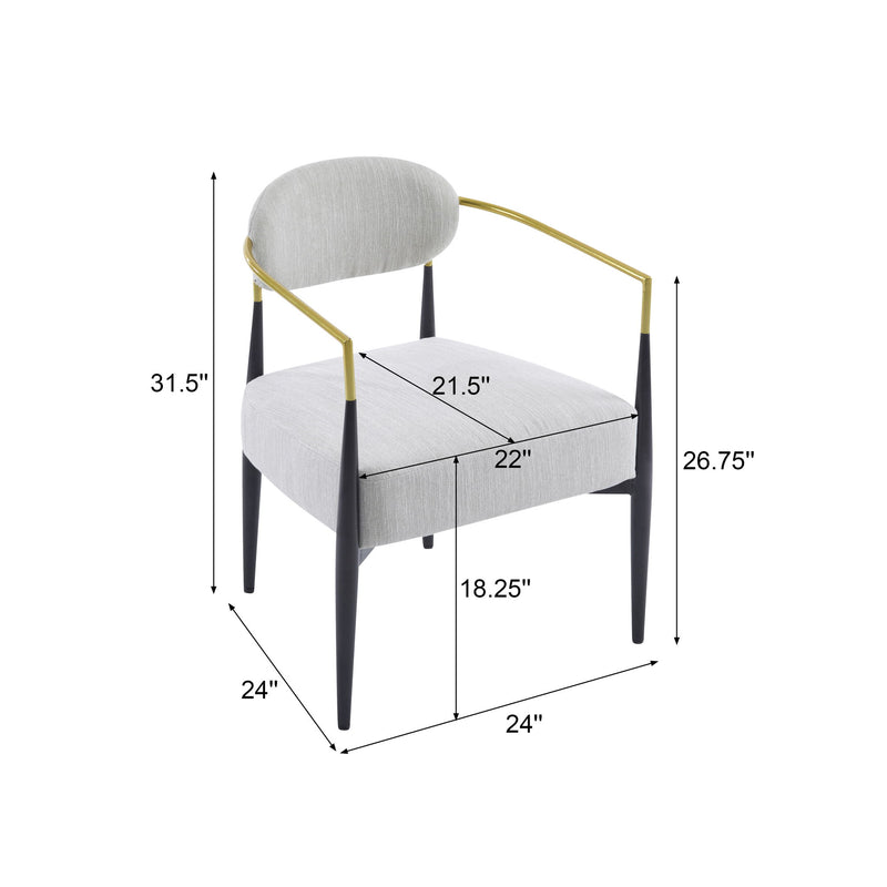 Mid Century Modern Upholstered Accent Armchair With Tapered Legs - Beige / Black / Gold