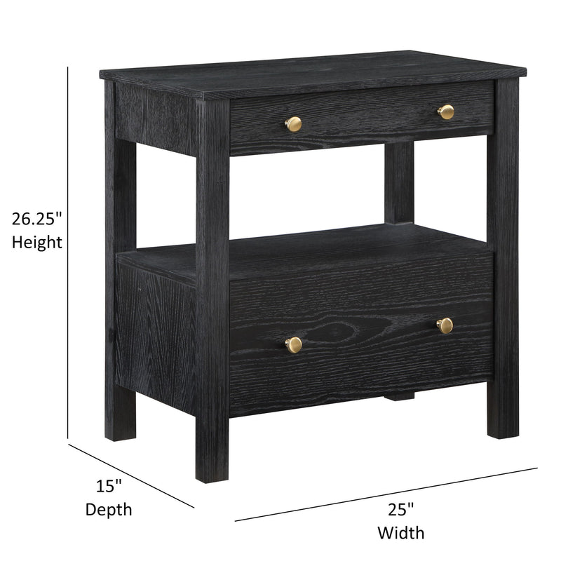 Danielle - 2 Drawer Nightstand With Knobs - Black