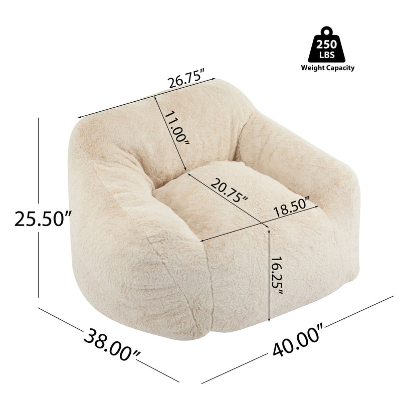 Auch - Indoor Armchair Style Bean Bag - Beige