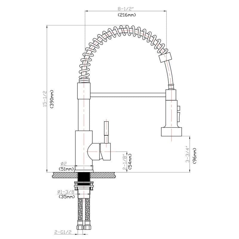 Kitchen Faucet With Pull Down Spray Head - Brushed Nickel