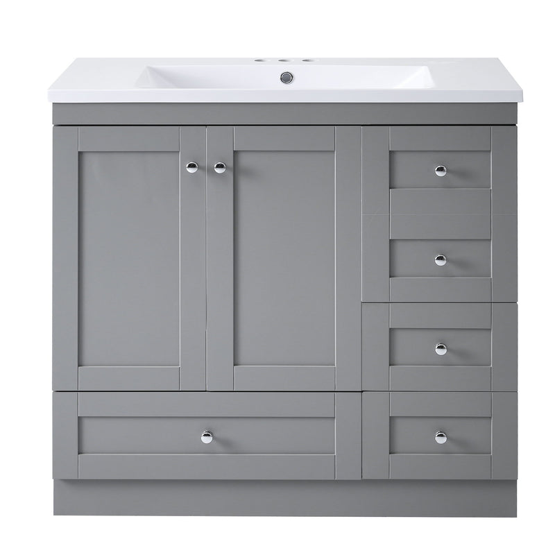 Shaker Free Standing Bathroom Vanity Cabinet With Sink, Soft Close Drawers, Soft Close Doors