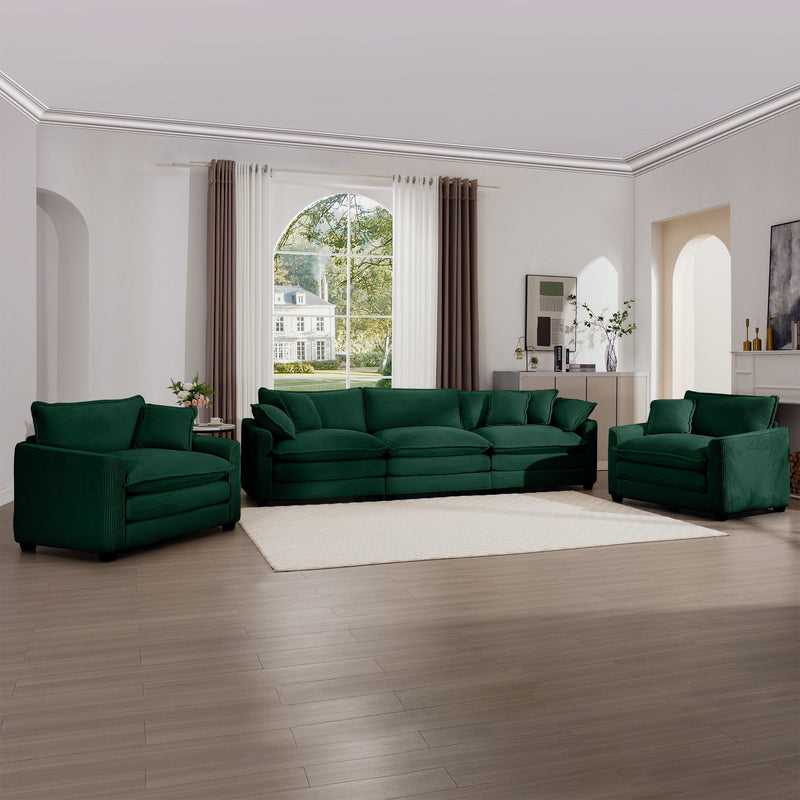 Elegant Corduroy Oversized Sectional Sofa Set With Deep Seats And Flexible Layout