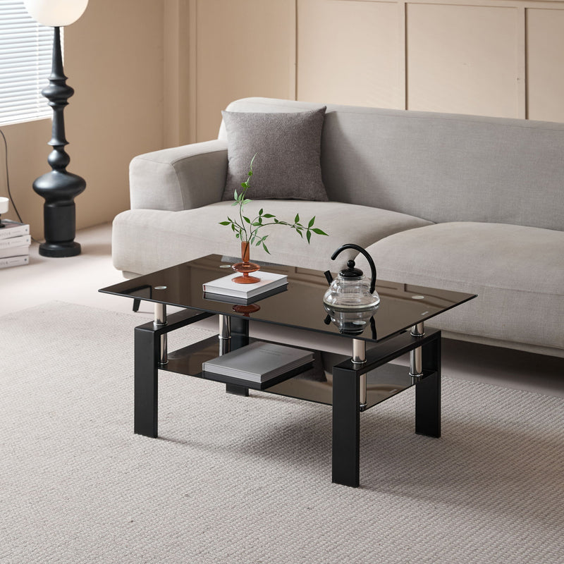 Tempered Glass Table With Storage