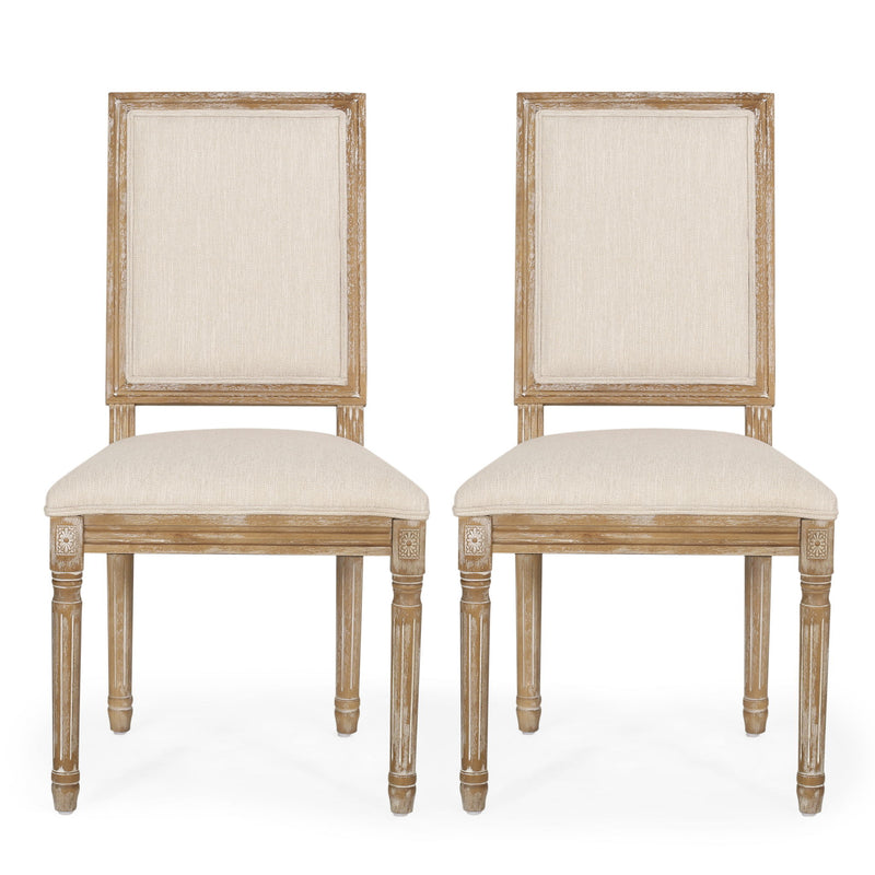 French Country Style Dining Chair With Upholstered Seating And Fluted Legs