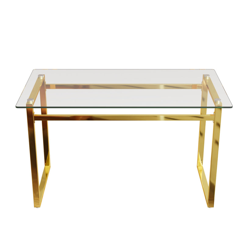 Modern Minimalist Rectangular Dining Table With Tempered Glass Top