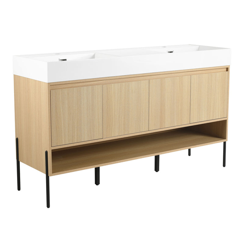 Modern Bathroom Vanity Combo With Single Resin Sink And Storage Cabinet