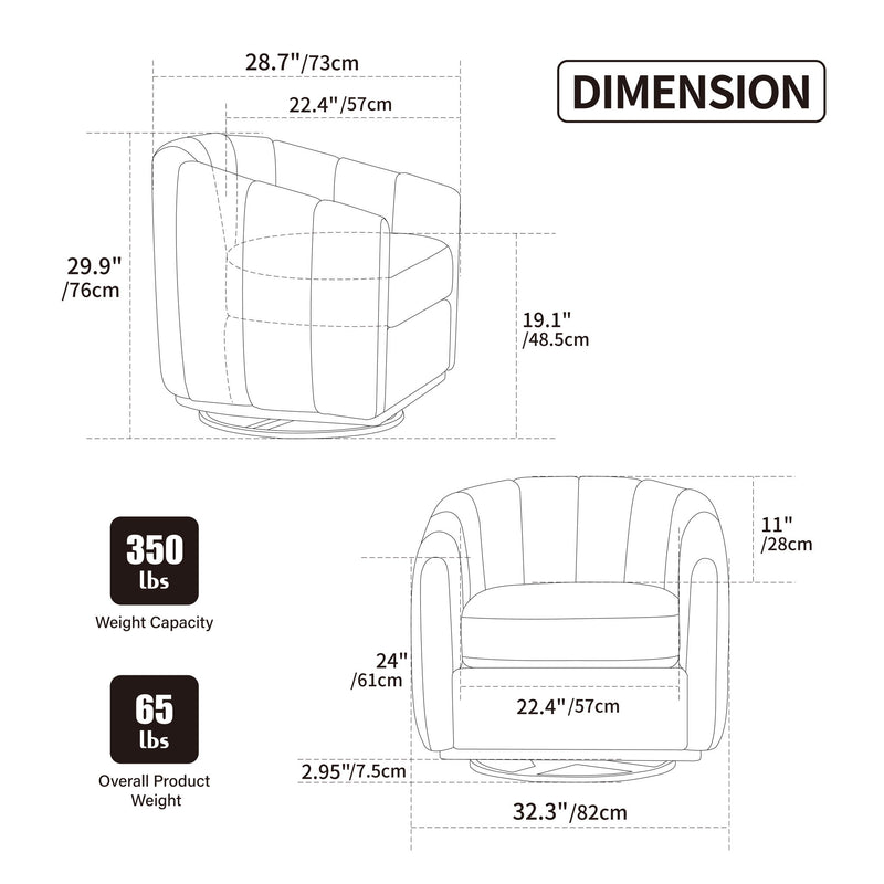 360° Swivel Upholstered Barrel Chair