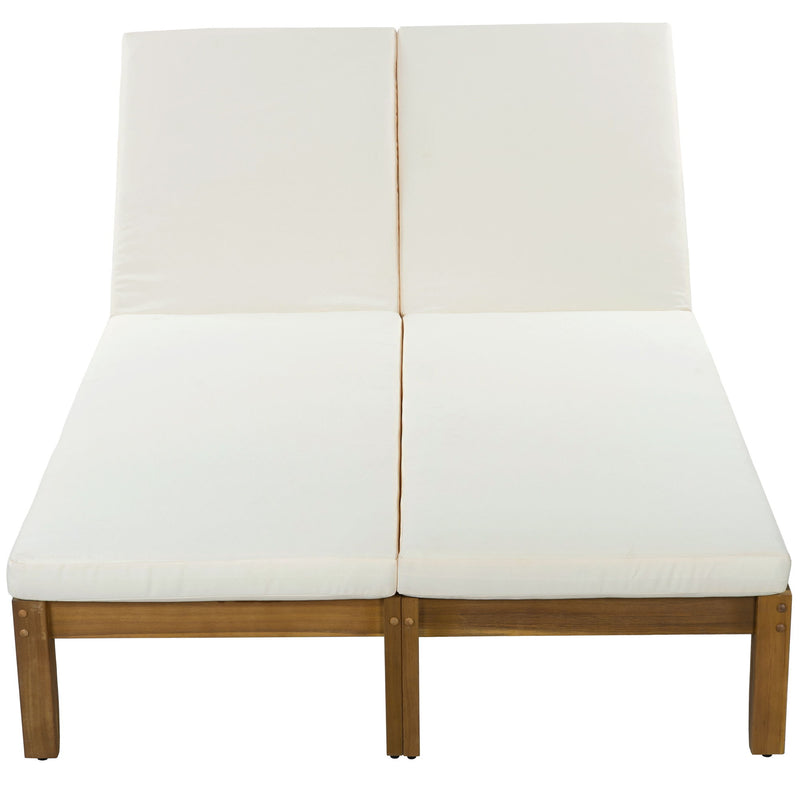 Adjustable Outdoor Patio Lounge Chair 2 Seater Recliner - Beige / Natural