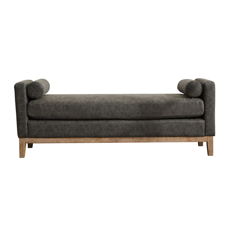 Elegant Upholstered Bench Daybed Ottoman With Bolster Pillows