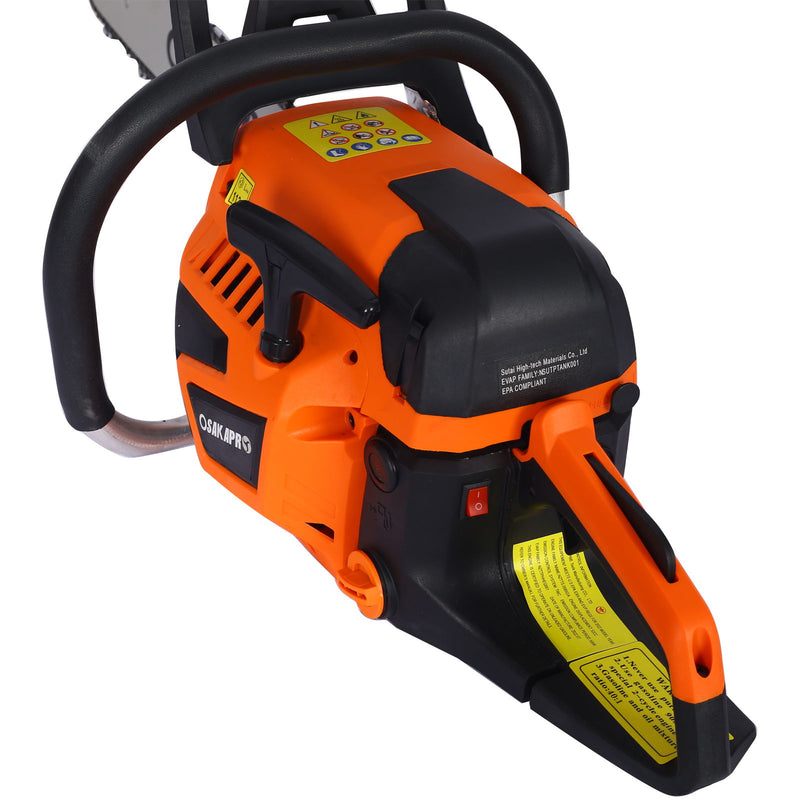 Professional Gasoline Chainsaw 20" 52Cc For Tree And Wood Cutting - Orange