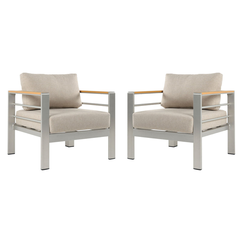 Cora - Outdoor Aluminum Club Chair Set Frame With Cushion Durable And Stylish Seating For Patio - Beige / Natural / Silver