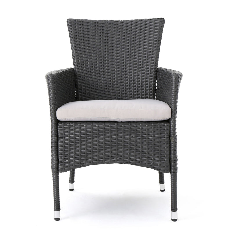 Dimensional Outdoor Dining Chair With Cushion Seat And Iron Frame (Set of 2)