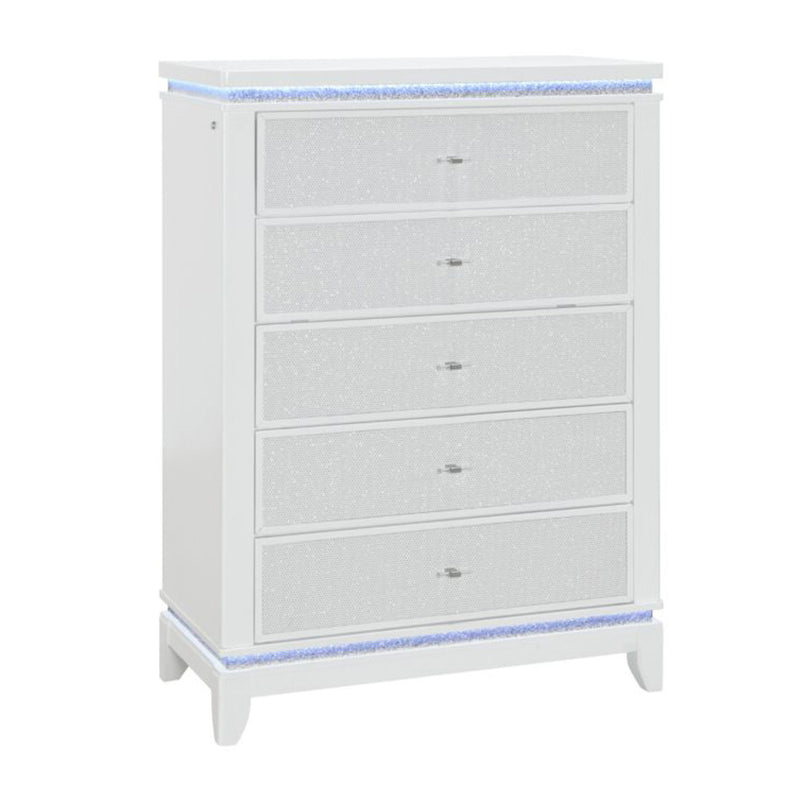Adalid - 5 Pieces Bedroom Set With LED Lights And Glittered Detailing