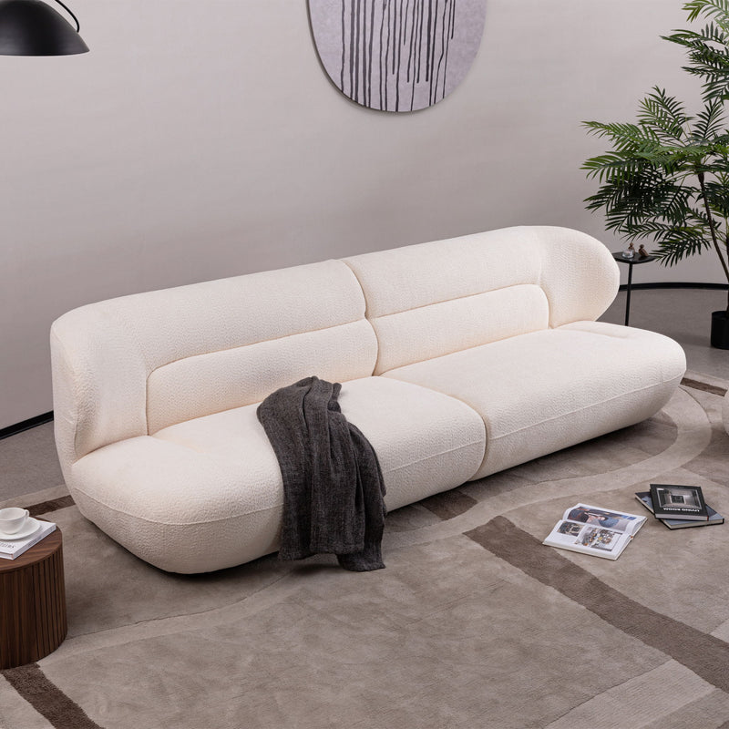 Modern Fashion Yp40116W Circular Curve Design Sofa, 4 Seater For Office & Bedroom - White