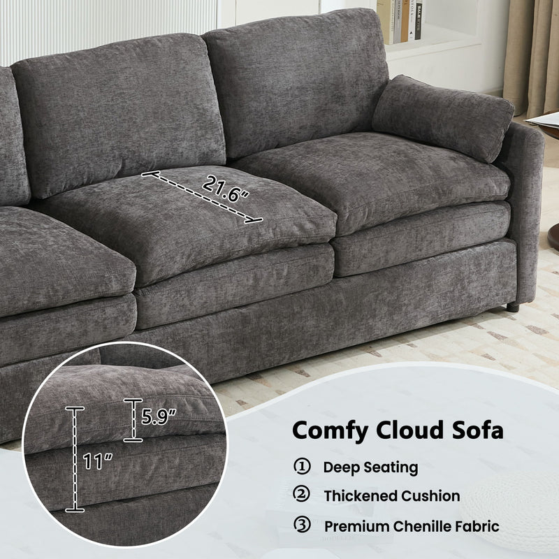 Cozy Upholstered 3 Seater Sofa Plush Cushion For Living Room