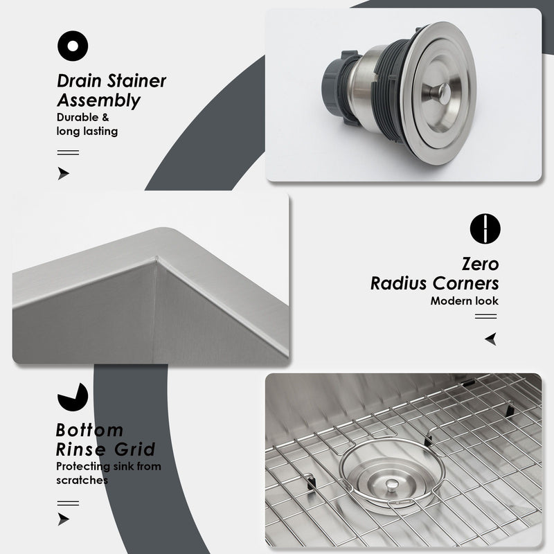 Modern Style Undermount Sink With Stainless Steel, Deep Single Bowl