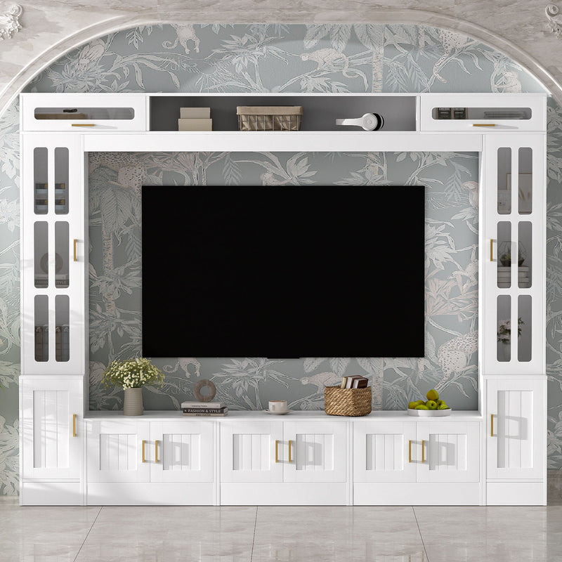 Wall Unit Entertainment Center With Bookshelves For TVs Up To 80"