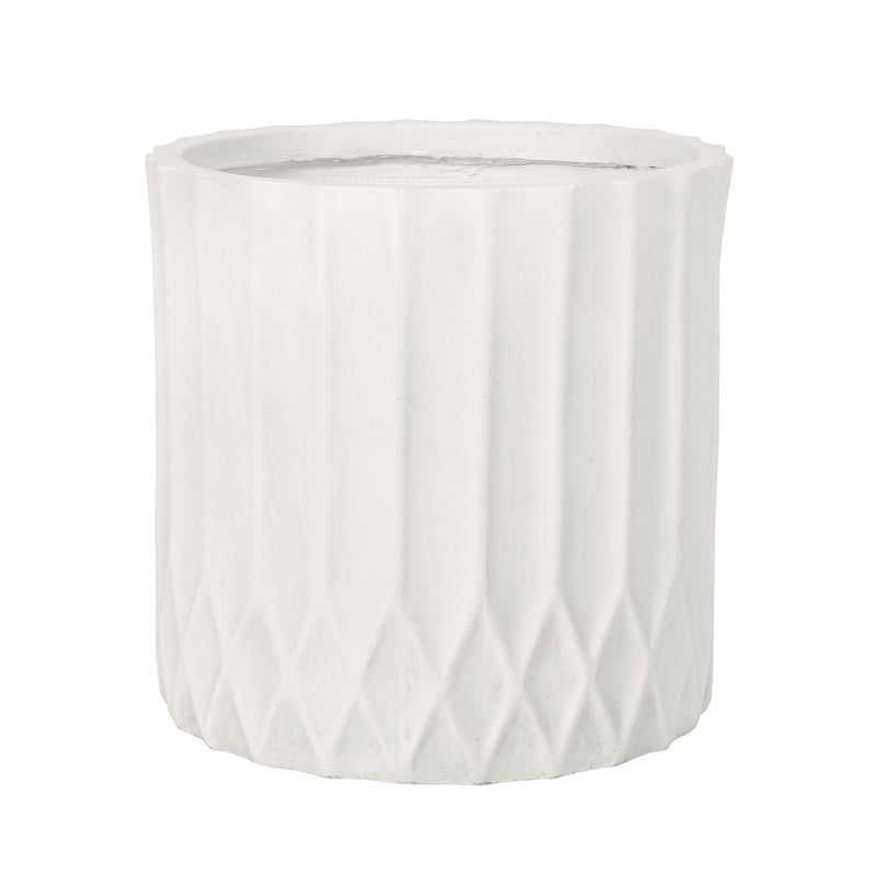 Planter With Subtle Pleated Design - Antique White