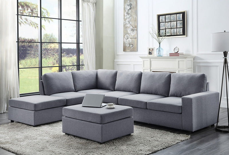 Cassia - 7 Seat Reversible Modular Sectional Sofa With Ottoman
