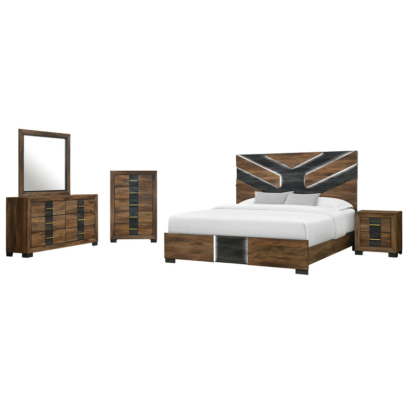 Prime - 5 Piece Bedroom Set With LED Headboard