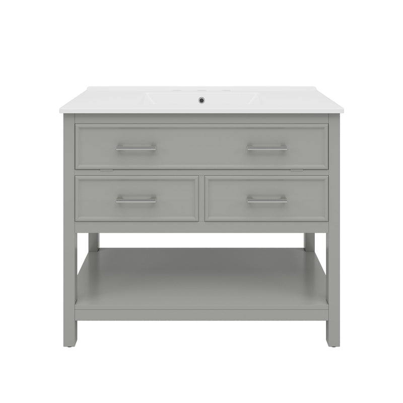 Bathroom Vanity With Ceramic Sink, Tip Out Tray & 2 Full Extension Drawers