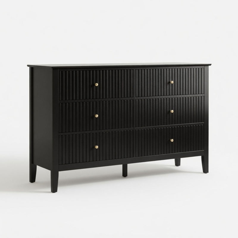 Modern 6 Drawer Fluted Dresser