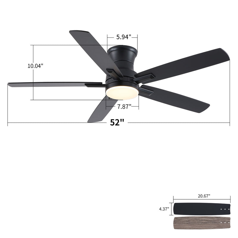 Mordern Flush Mount Ceiling Fan With Light And Remote Control