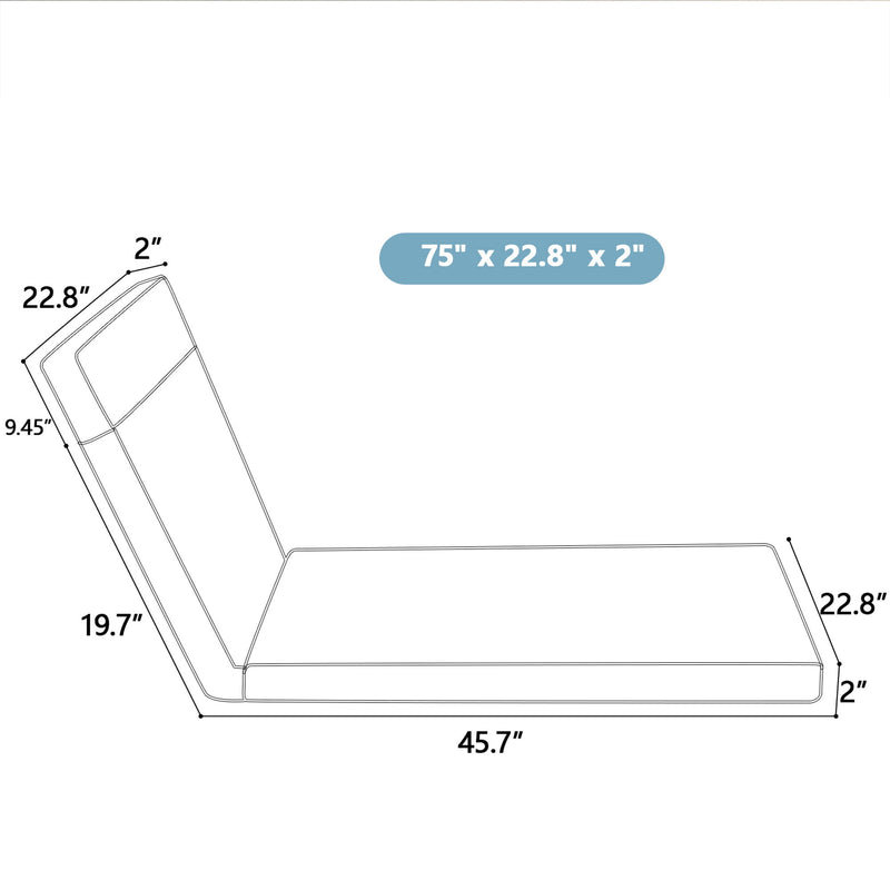 2 Piece Chaise Lounge Chair Cushion Set With Ties