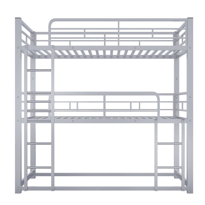 Triple Bunk Bed With Sturdy Construction And Space Saving Design