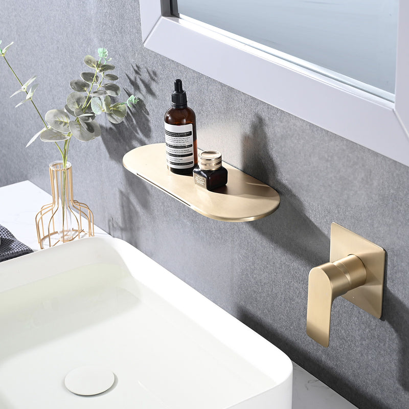Modern Wall Mount Bathtub Faucet Single Handle With Waterfall Tub Spout And Rough