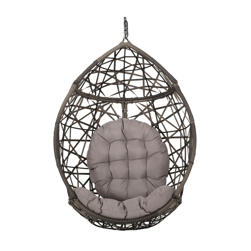 Marlin Hanging Egg Chair Basket With Teardrop Design - Gray