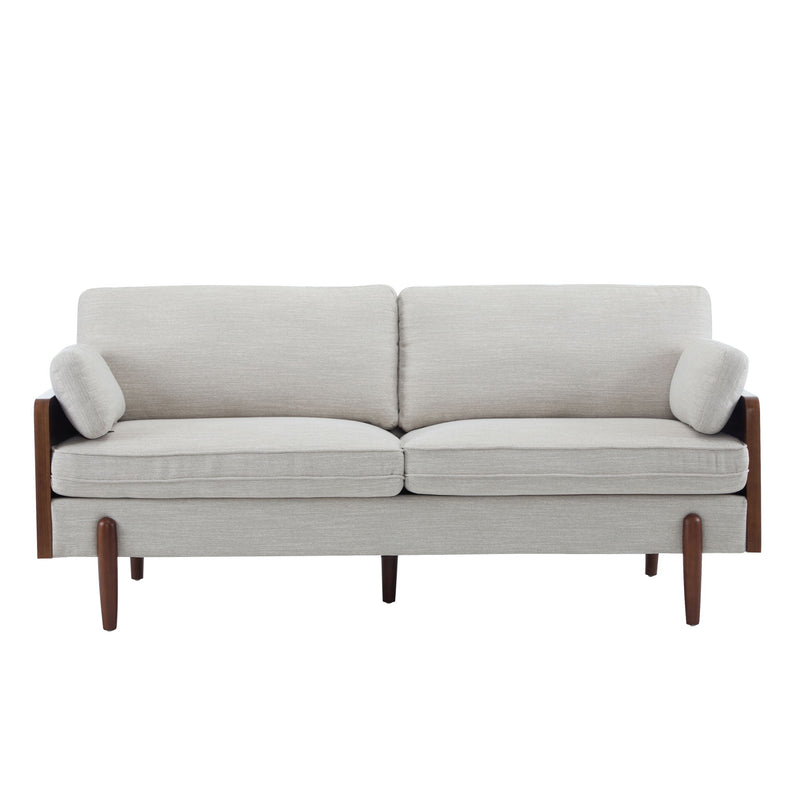 Mid Century Moderne Sofa With Wood Sides