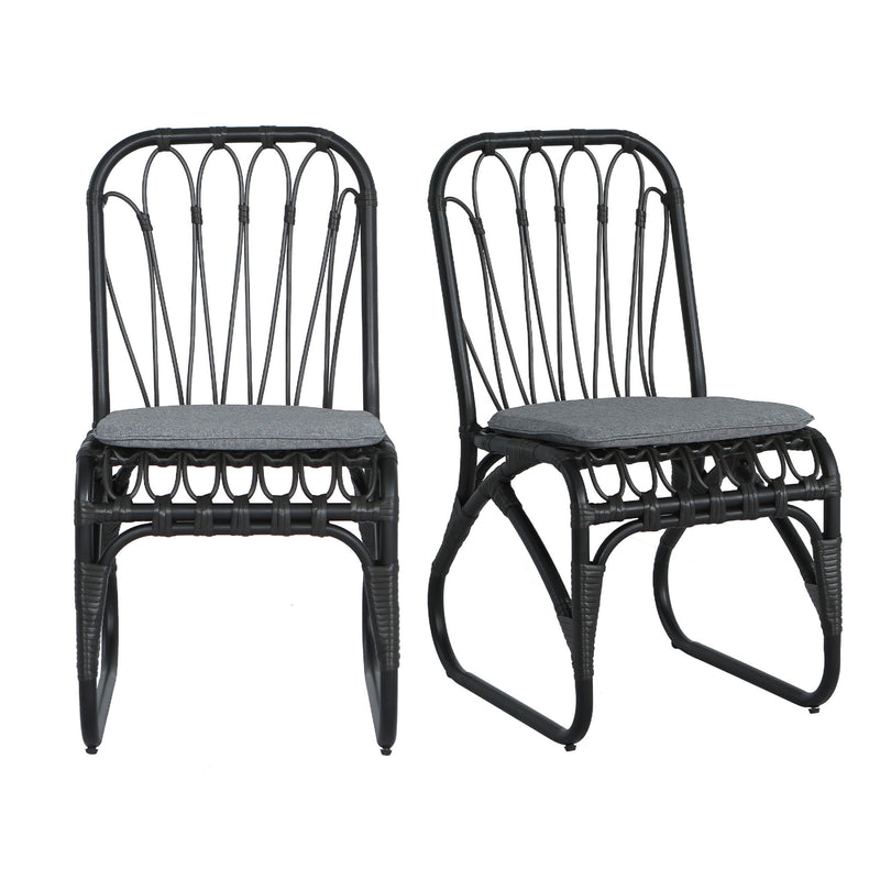 Outdoor Wicker Dining Chairs With Washable Cushion (Set of 2)